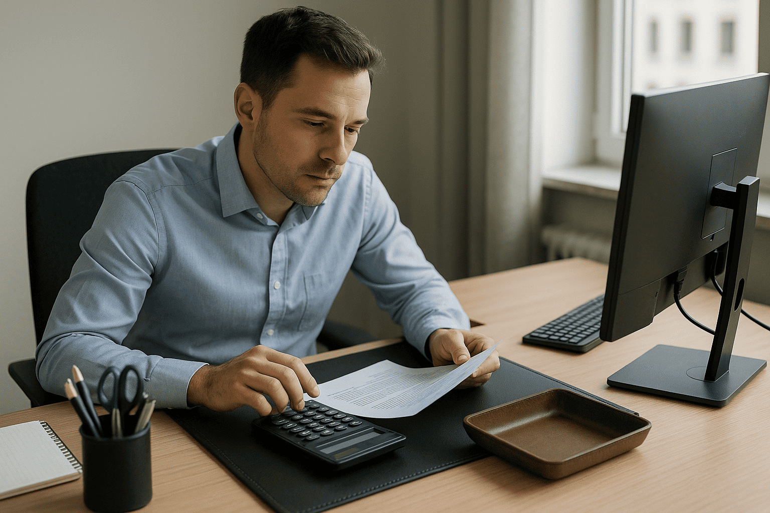 Employé de bureau en plein travail
